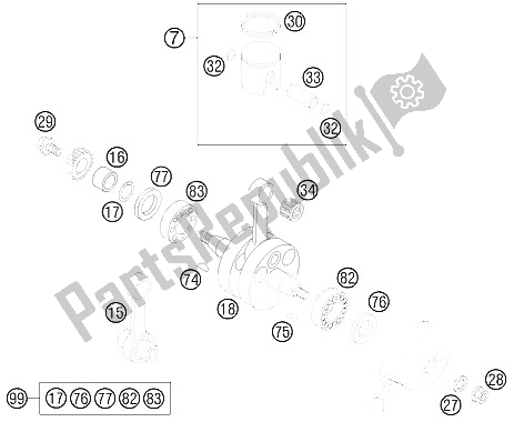 All parts for the Crankshaft, Piston of the KTM 85 SX 19 16 Europe 2012