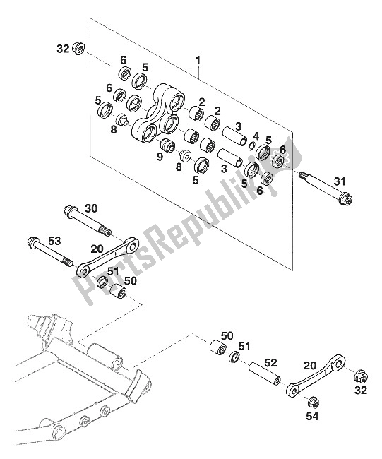 All parts for the Pro Lever Rocker Arm Lc4'93 of the KTM 350 E XC 4T Europe 1994