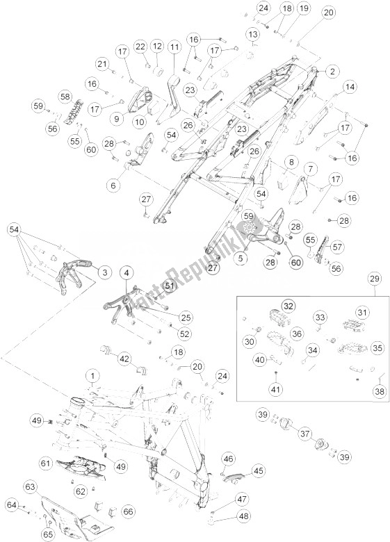 All parts for the Frame of the KTM 1190 Adventure ABS Grey France 2014