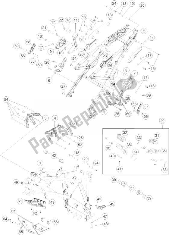 All parts for the Frame of the KTM 1190 Adventure ABS Orange Europe 2014