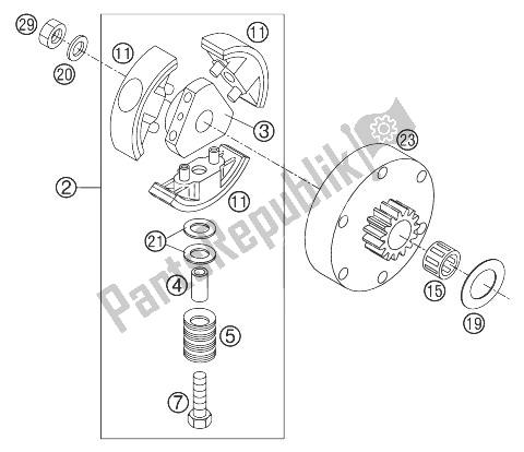 All parts for the Clutch 50 Lc of the KTM 50 SX PRO Junior LC Europe 2004