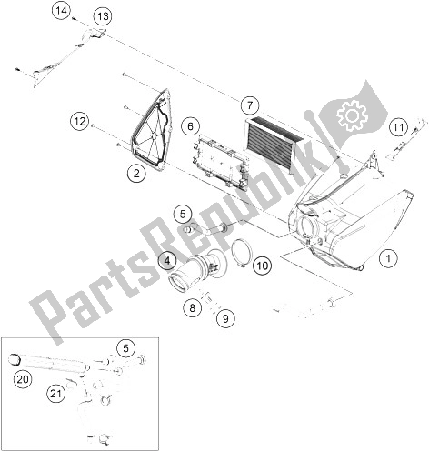 Alle onderdelen voor de Luchtfilter van de KTM 690 Duke Orange ABS 2016 China 2015