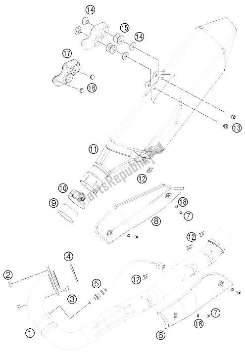 Tutte le parti per il Impianto Di Scarico del KTM 690 Enduro R USA 2012