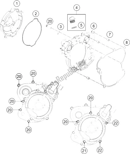 All parts for the Clutch Cover of the KTM 65 SX Europe 2016