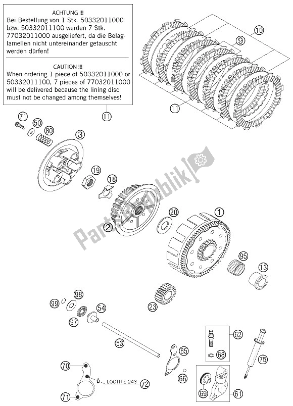 All parts for the Clutch of the KTM 200 XC USA 2006