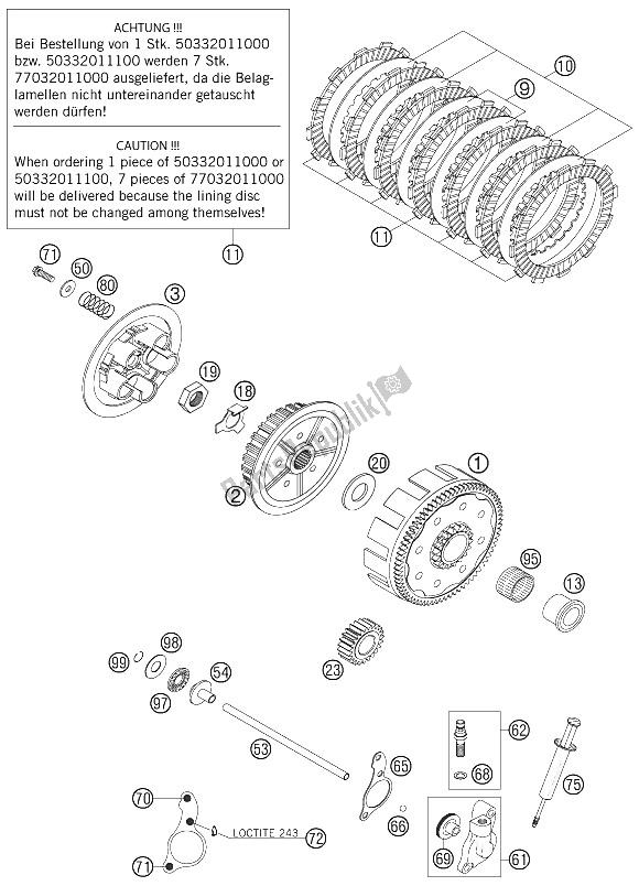 All parts for the Clutch of the KTM 200 XC W South Africa 2006