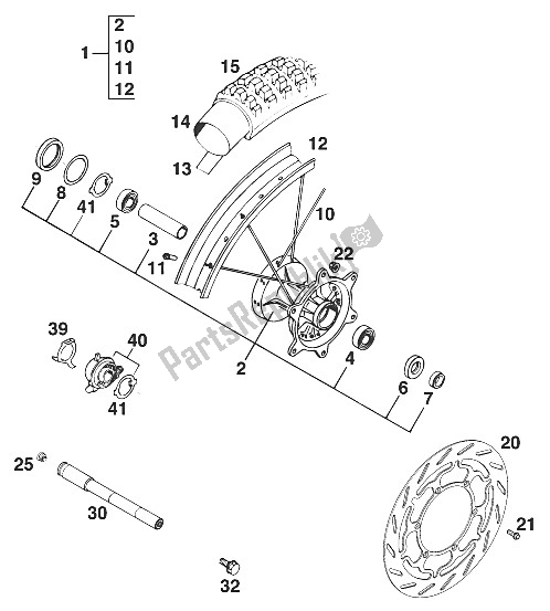 Todas las partes para Rueda Delantera 400-620 Egs-e, Lse'97 de KTM 400 RXC E USA 1997