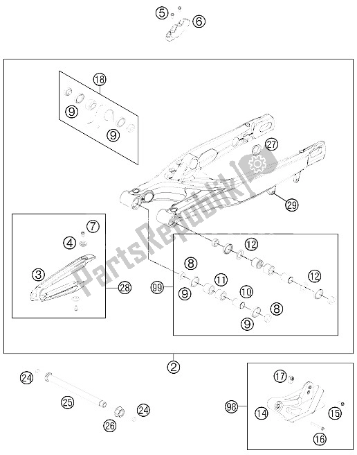 Tutte le parti per il Forcellone del KTM 250 XC W USA 2011