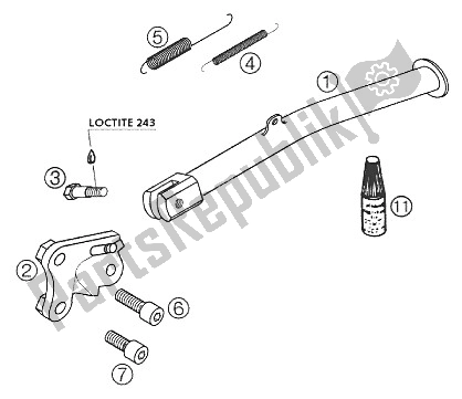 Tutte le parti per il Cavalletto Laterale 640 Duke 2002 del KTM 640 Duke II Europe 2000