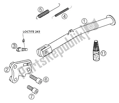 All parts for the Side Stand 640 Duke 2002 of the KTM 640 Duke II Schwarz MET Europe 2000