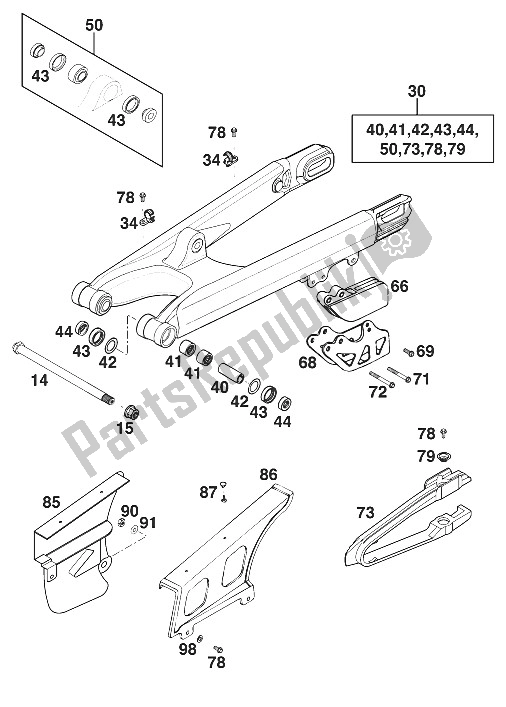 Tutte le parti per il Forcellone 125-380 ? 2000 del KTM 125 EXC Europe 2000