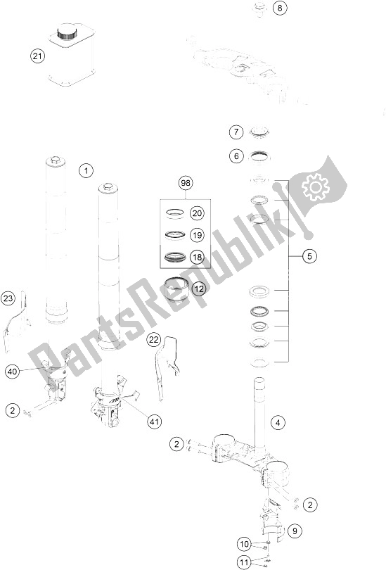 All parts for the Front Fork, Triple Clamp of the KTM RC 390 White ABS B D 16 Europe 2016