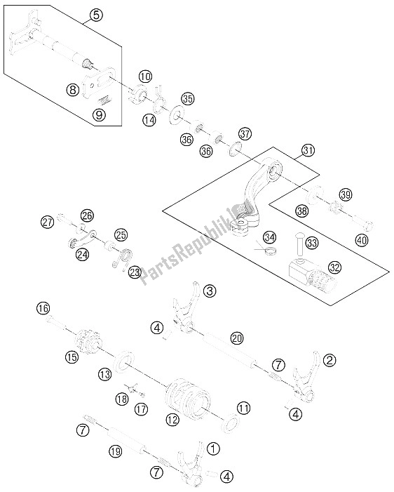 Todas las partes para Mecanismo De Cambio de KTM 350 SX F Europe 2015