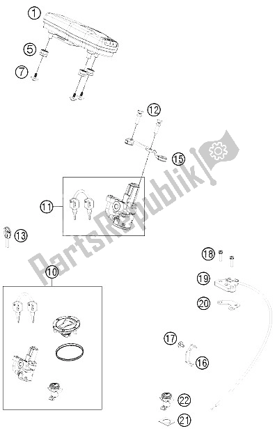 Toutes les pièces pour le Instruments / Système De Verrouillage du KTM 690 Duke Black ABS Europe 2015