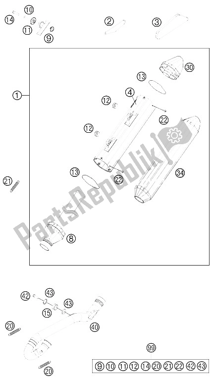 Todas las partes para Sistema De Escape de KTM 450 SX F USA 2015