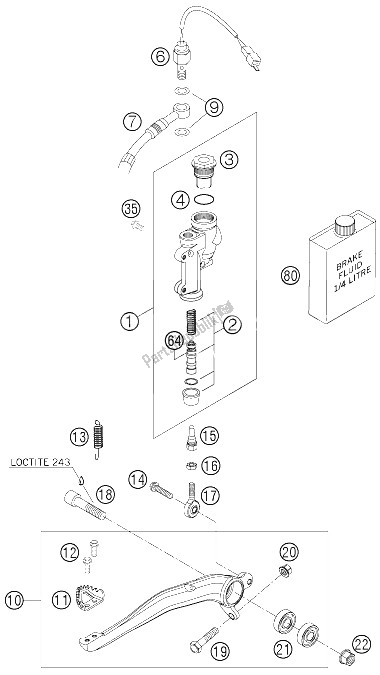 Todas las partes para Control De Freno Trasero de KTM 250 EXC Racing Australia 2006