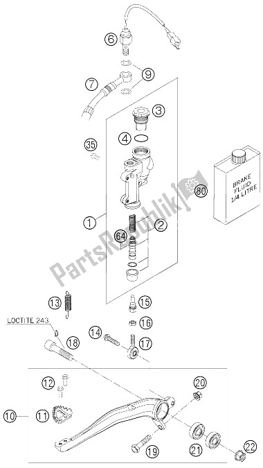 Wszystkie części do Sterowanie Tylnym Hamulcem KTM 450 EXC Racing Australia 2006