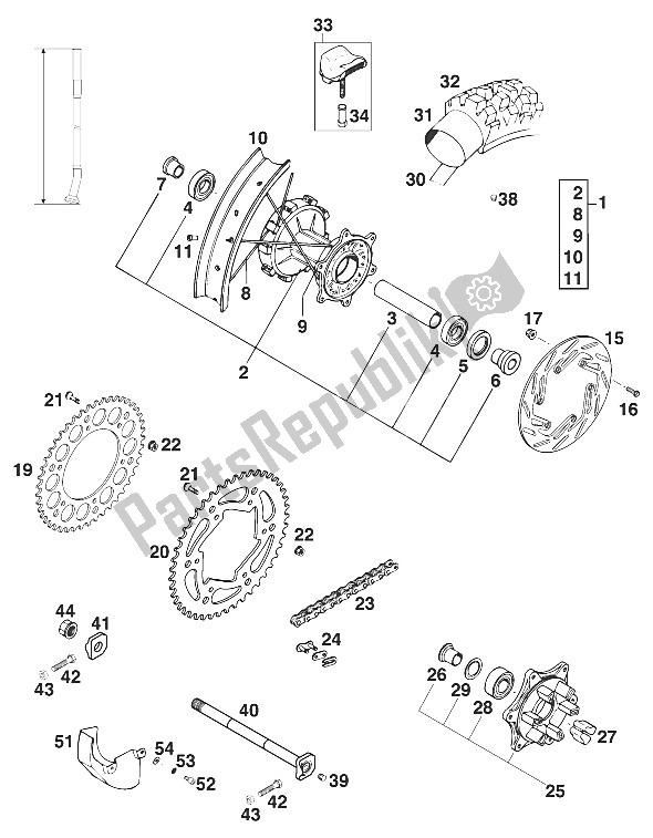 Todas as partes de Roda Traseira Com Amortecedor Rallye'97 do KTM 620 LC4 Rallye 97 Europe 1997