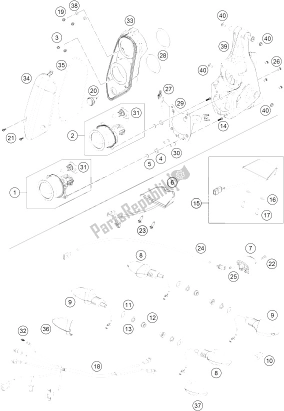 Todas las partes para Sistema De Iluminación de KTM 450 Rally Factory Replica Europe 2015