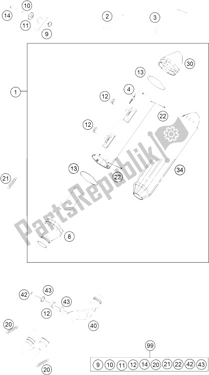 Wszystkie części do System Wydechowy KTM 450 XC F USA 2015