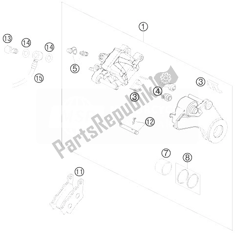 All parts for the Brake Caliper Rear of the KTM 990 Super Duke R France 2010