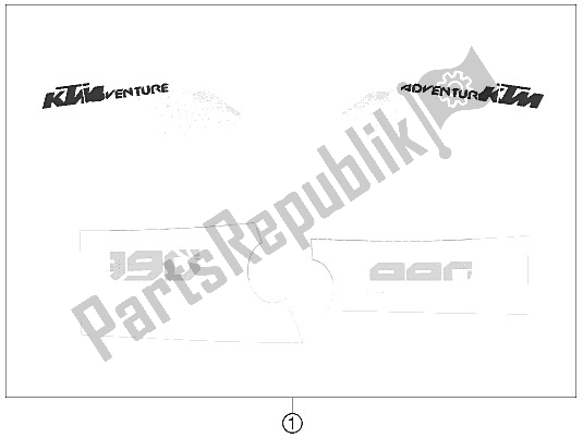 All parts for the Decal of the KTM 990 ADV White ABS Spec Edit Brazil 2011