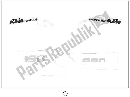 All parts for the Decal of the KTM 990 Adventure White ABS 11 Australia United Kingdom 2011