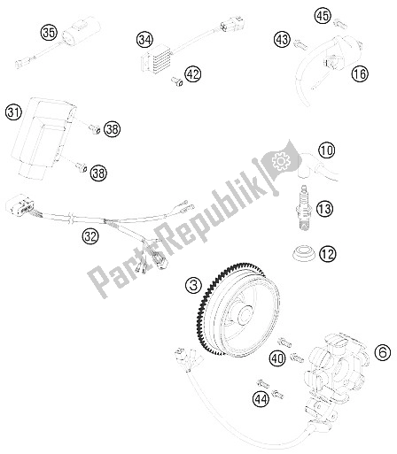 Tutte le parti per il Sistema Di Accensione del KTM 250 EXC Europe 2008