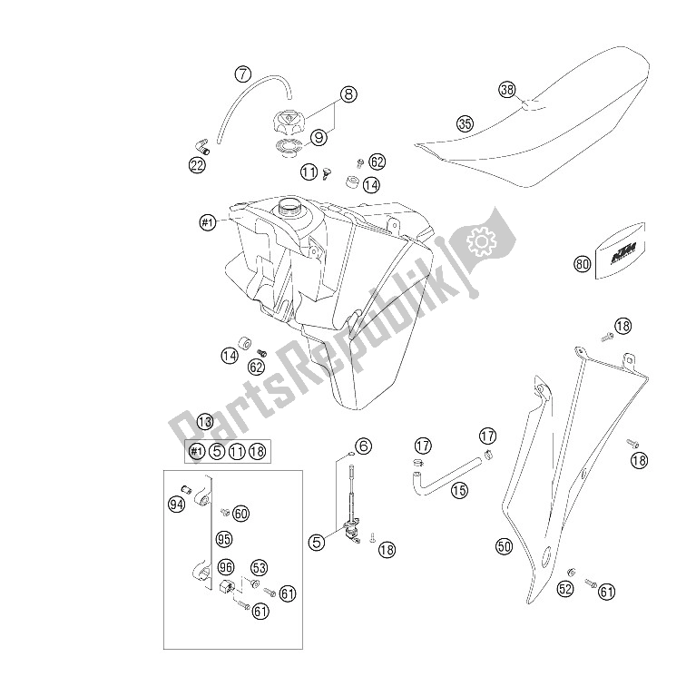 All parts for the Tank, Seat, Cover of the KTM 200 XC W South Africa 2006