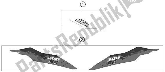 Alle onderdelen voor de Sticker van de KTM 300 XC Europe USA 2012