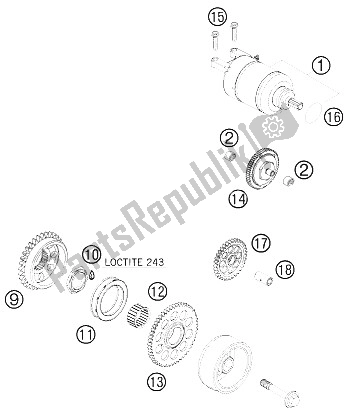 All parts for the Electric Starter of the KTM 450 SMR Europe 2008