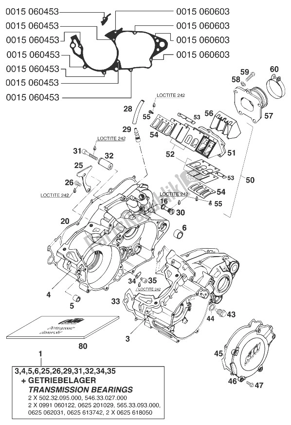 Todas las partes para Cárter 250/300/360 '98 de KTM 250 EXC 98 Europe 1998