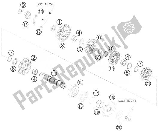 All parts for the Transmission Ii - Countershaft of the KTM 450 SX ATV Europe 2010