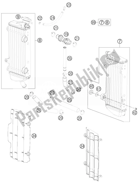 All parts for the Cooling System of the KTM 125 SX Europe 2013