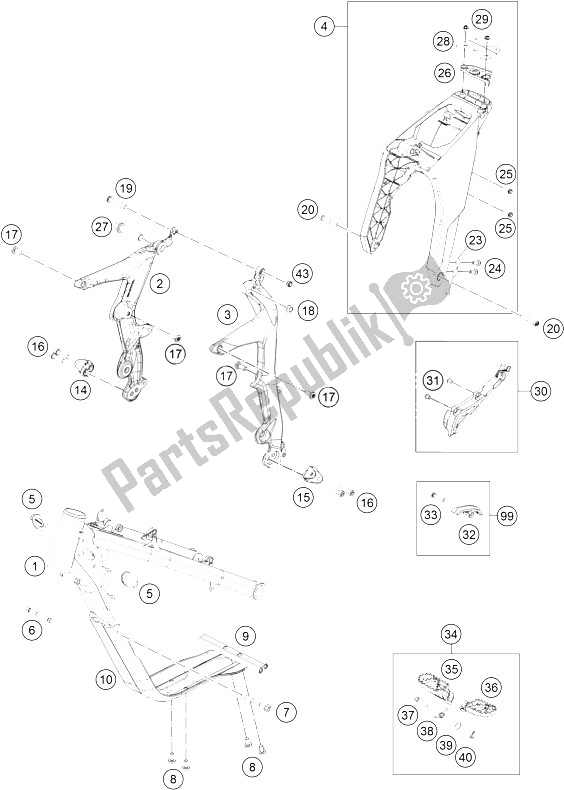 All parts for the Frame of the KTM Freeride E SM Europe 0 2015
