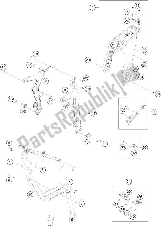 Tutte le parti per il Telaio del KTM Freeride E SX Europe 0 2016