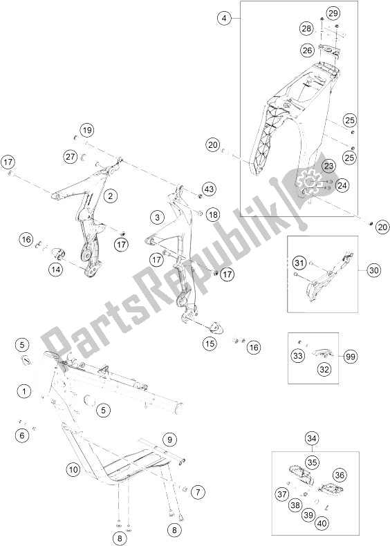 All parts for the Frame of the KTM Freeride E XC Europe 0 2015
