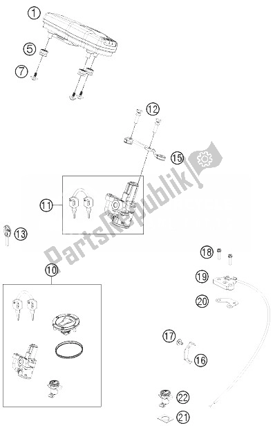 All parts for the Instruments / Lock System of the KTM 690 Duke Black ABS Australia 2013