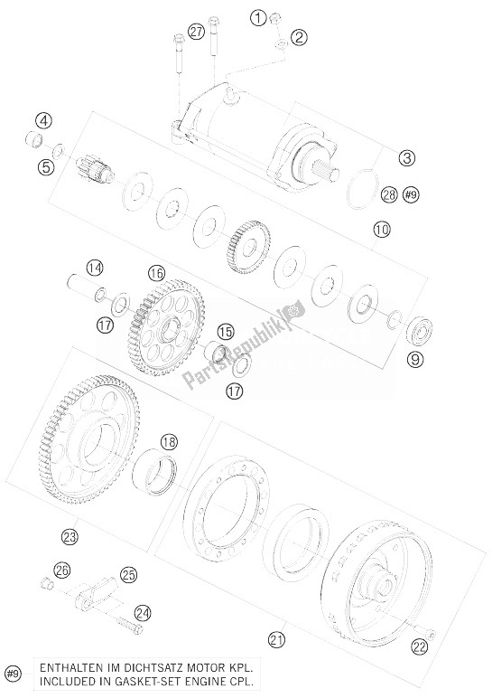 All parts for the Electric Starter of the KTM 1190 RC8 R Europe 2010