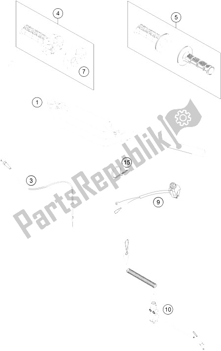 All parts for the Handlebar, Controls of the KTM 50 SX Mini Europe 2015