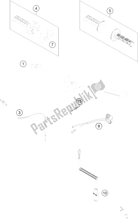 All parts for the Handlebar, Controls of the KTM 50 SX Mini Europe 2016