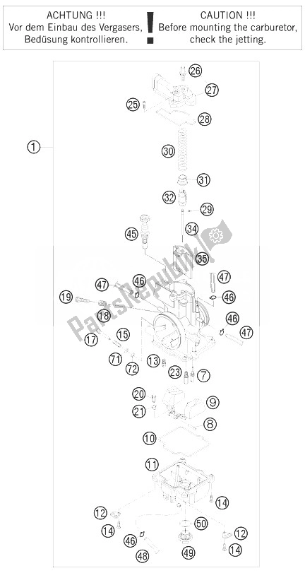 All parts for the Carburetor of the KTM 250 SX Europe 2013