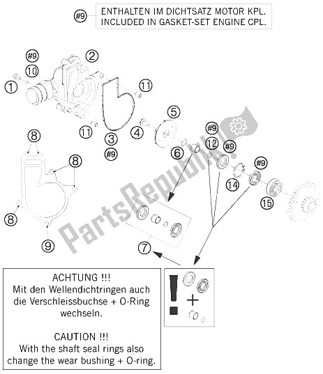 Todas las partes para Bomba De Agua de KTM 1190 RC 8 Orange Europe 2008