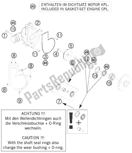 Toutes les pièces pour le Pompe à Eau du KTM 1190 RC 8 White USA 2009