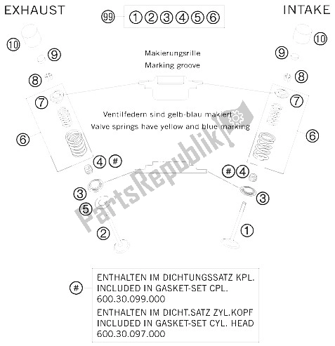 Tutte le parti per il Azionamento Della Valvola del KTM 990 Adventure S USA 2008