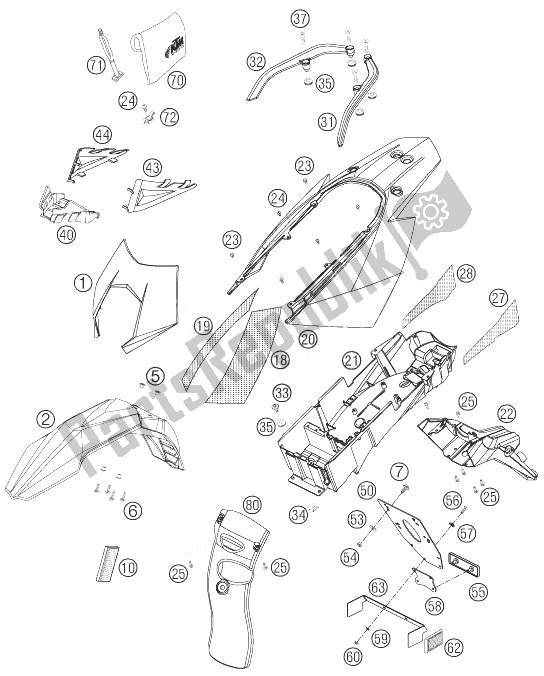 All parts for the Mask, Fenders of the KTM 950 Superenduro R Australia United Kingdom 2007