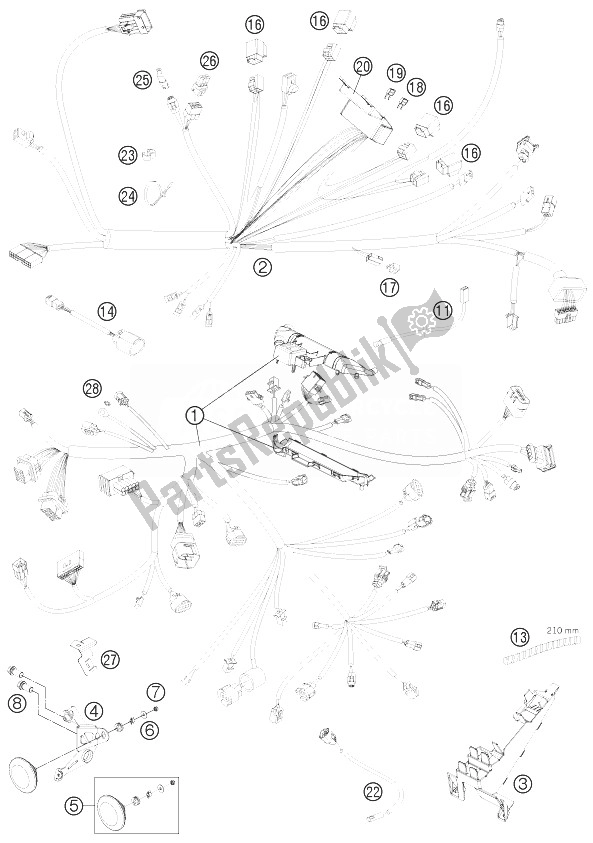 Toutes les pièces pour le Faisceau De Câblage du KTM 1190 RC8 R White Europe 2014