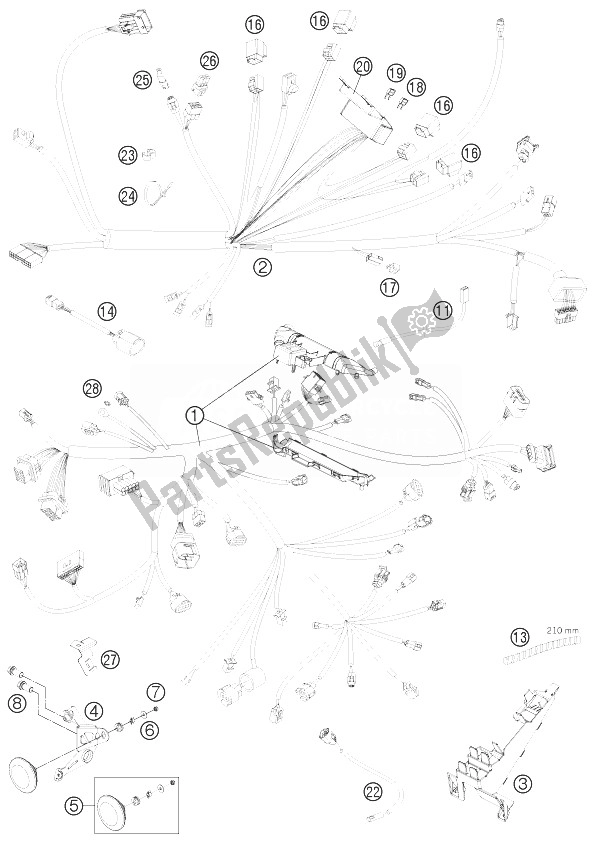 All parts for the Wiring Harness of the KTM 1190 RC8 R White France 2013