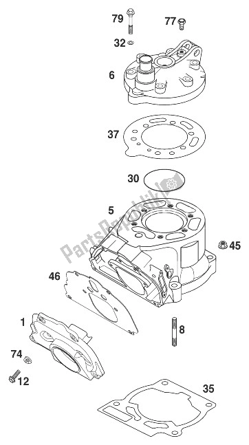 Tutte le parti per il Cilindro 125/200 '98 del KTM 200 EGS 8 KW Europe 1998