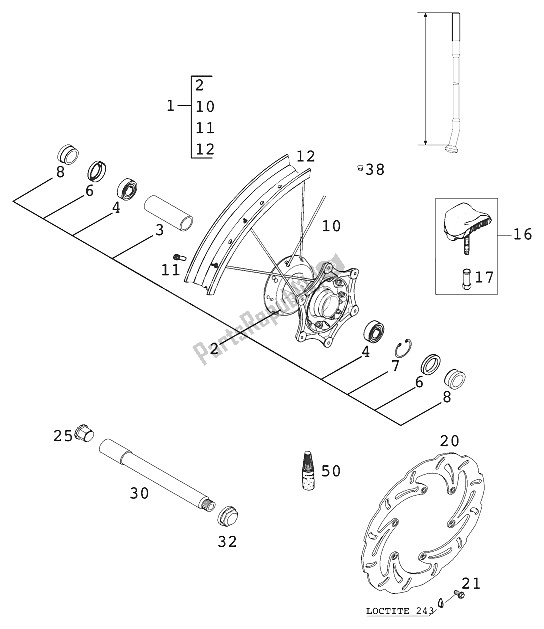 Toutes les pièces pour le Roue Avant 400/520 Racing du KTM 400 SX Racing Europe 2000